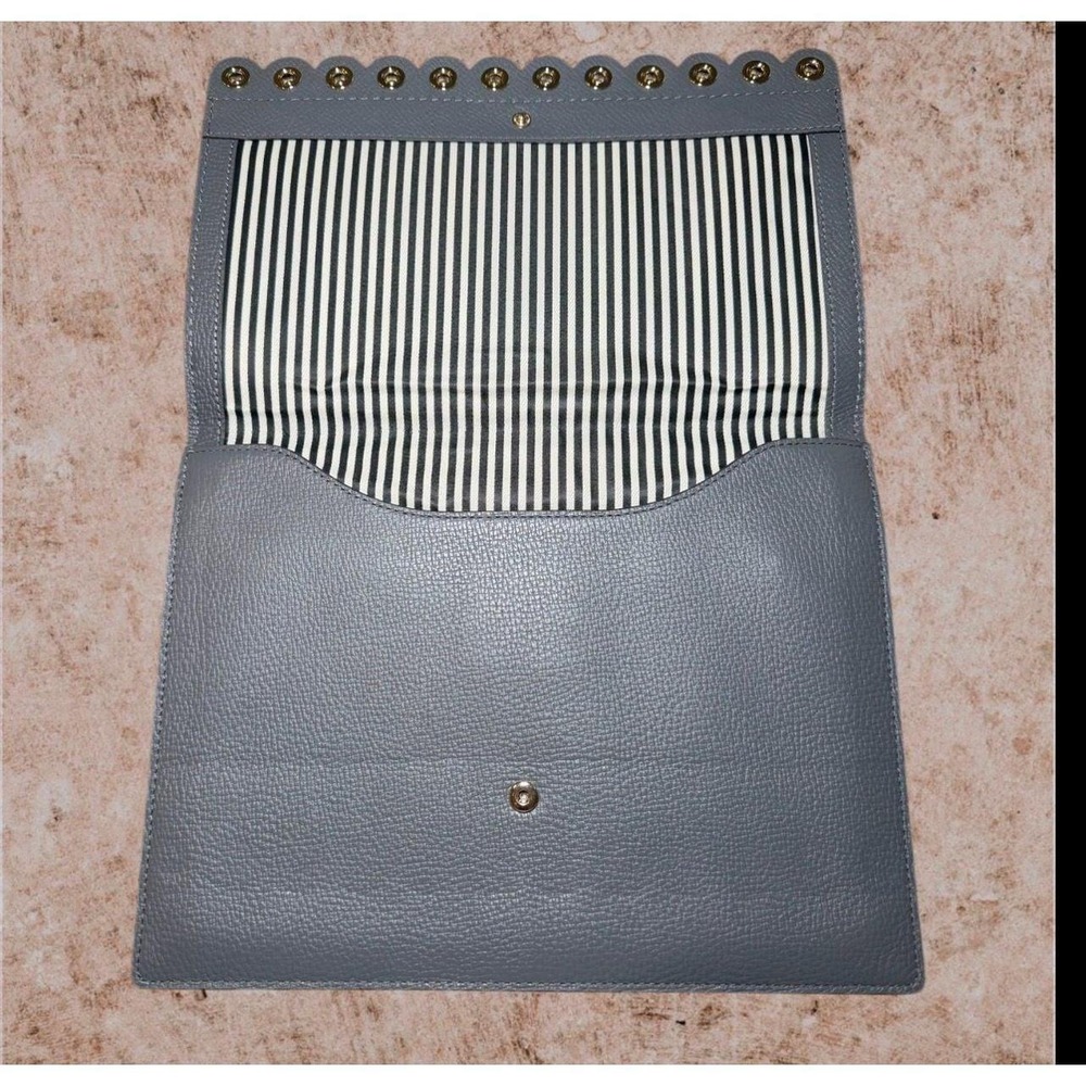Kate Spade Paloma Road Mallo Leather Scalloped Envelope Clutch in Grey Y2K